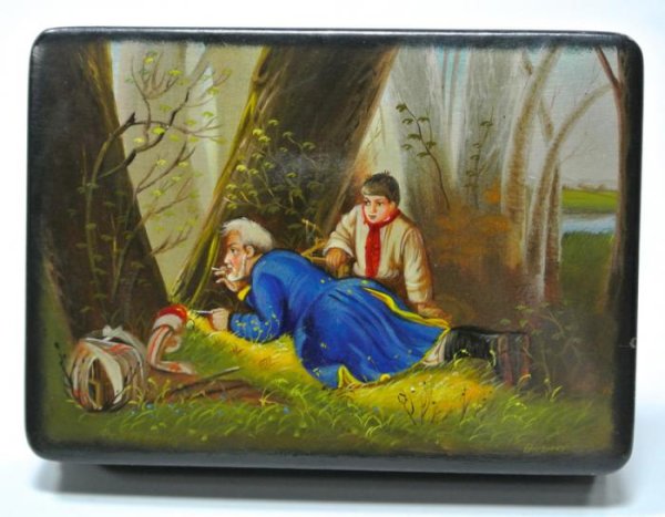 Шкатулка Коста Хетагуров Федоскино 1965