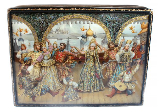 Шкатулка Федоскино хоровод