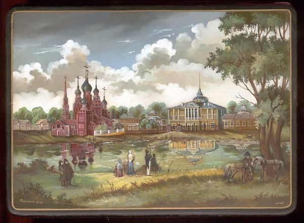 Лаковая миниатюра Федоскино Кремль Козлов