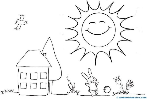 Раскраска дом солнышко