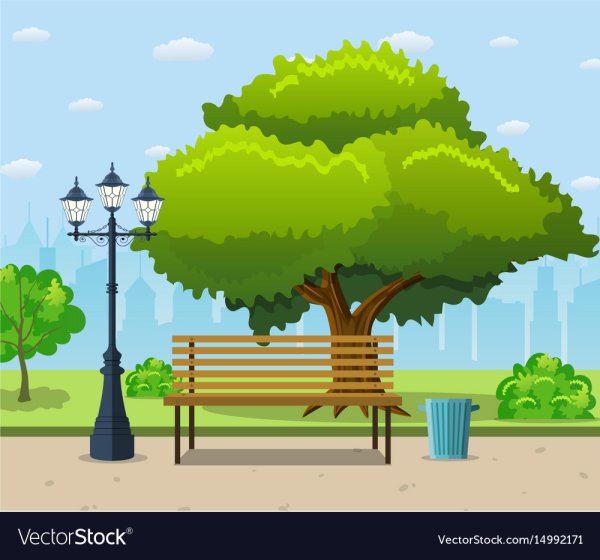 Парк с деревьями мультяшный