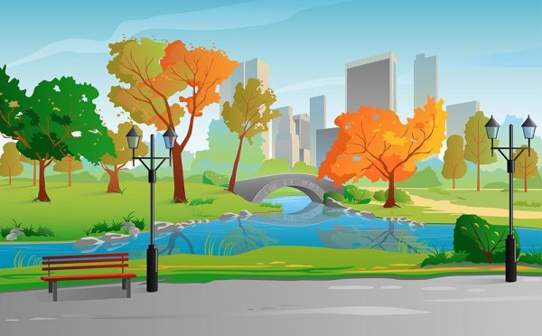 Мультяшный ландшафт осень