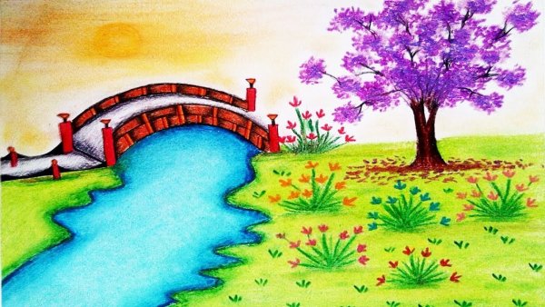 Японский сад рисунок