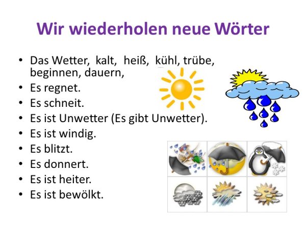 Погода на немецком языке