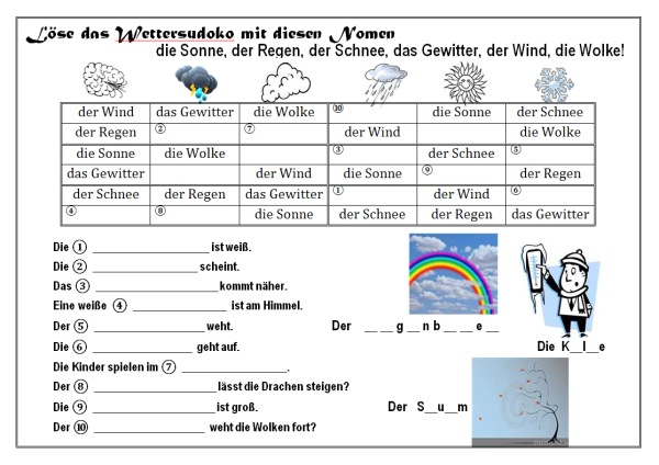 Рабочие листы по немецкому языку