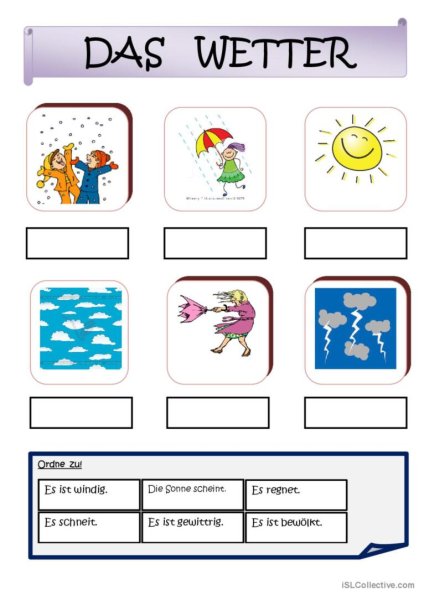 Рабочий лист das wetter