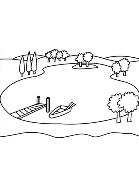 Озеро раскраска для детей