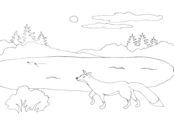 Озеро раскраска для детей