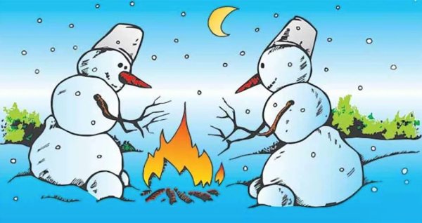 Карикатура про холодную зиму