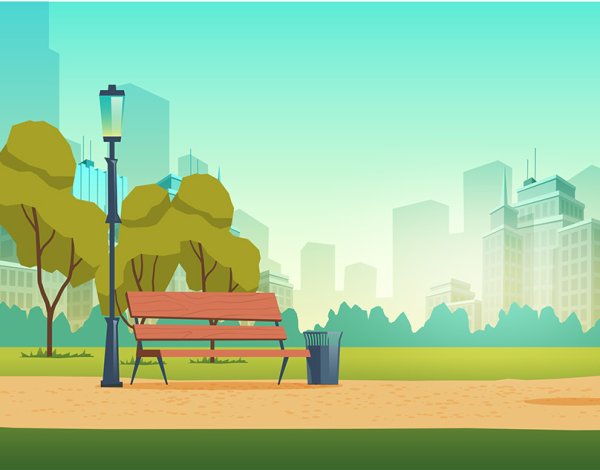 Люди в парке в стиле Flat