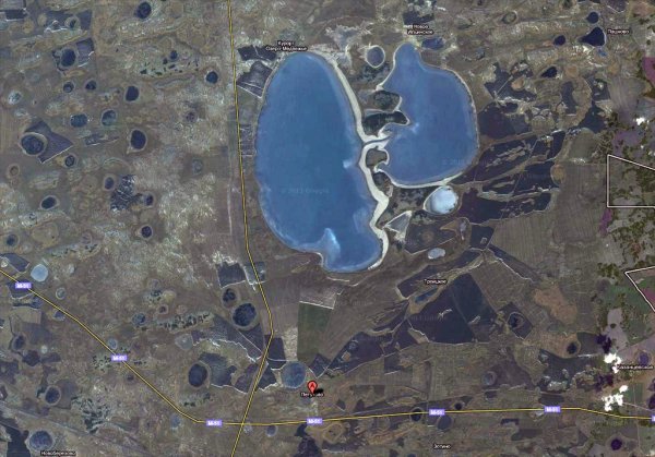 Озеро Медвежье Курганская область вид сверху