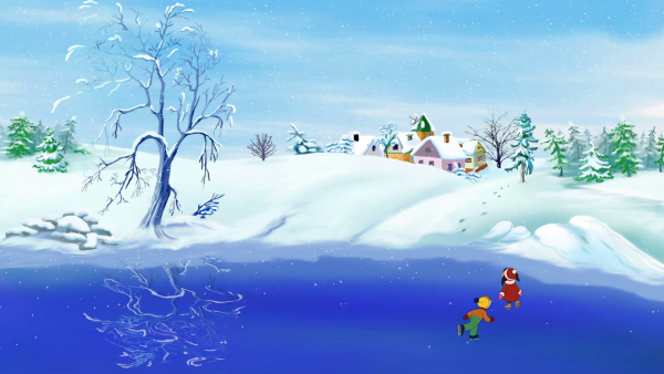 Зимнее озеро мультяшное