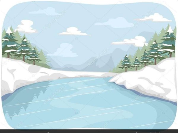 Речка мультяшная зимой