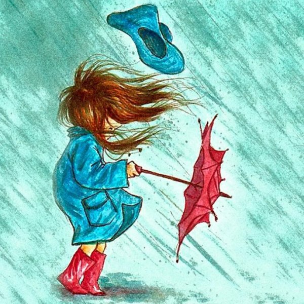 Сильный ветер иллюстрация