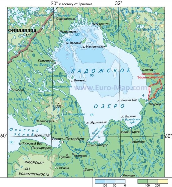 Ладога озеро на карте