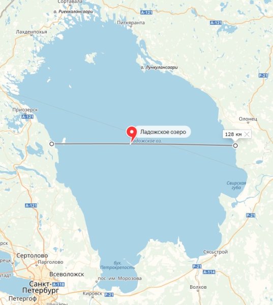Географическая карта Ладожского озера