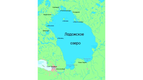 Ладожское озеро на карте России контурная карта