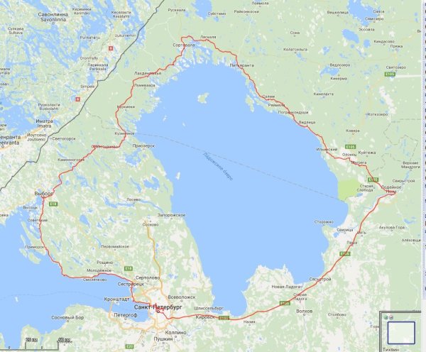 Ладожское озеро на карте Санкт-Петербурга