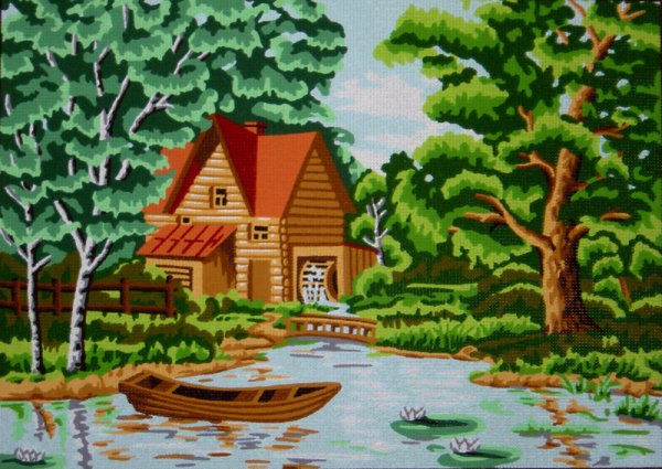 Рисование домик у реки