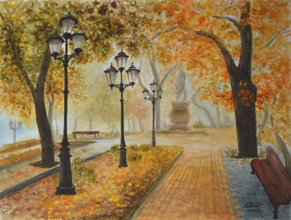 Городские пейзажи с фонарями