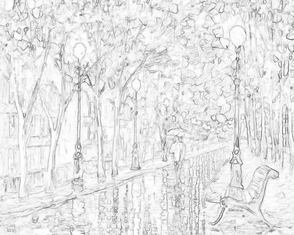 Осенний пейзаж раскраска