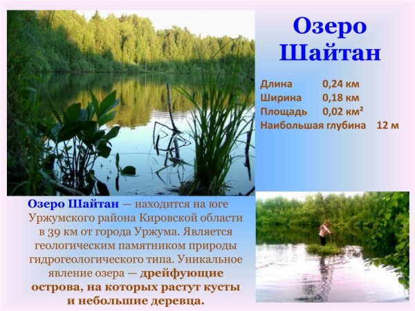 Природные памятники Кировской области озеро шайтан