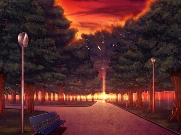 Парк вечером аниме