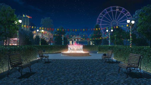 Гача фон парк аттракционов