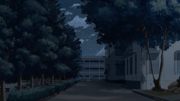 Аниме школа ночью