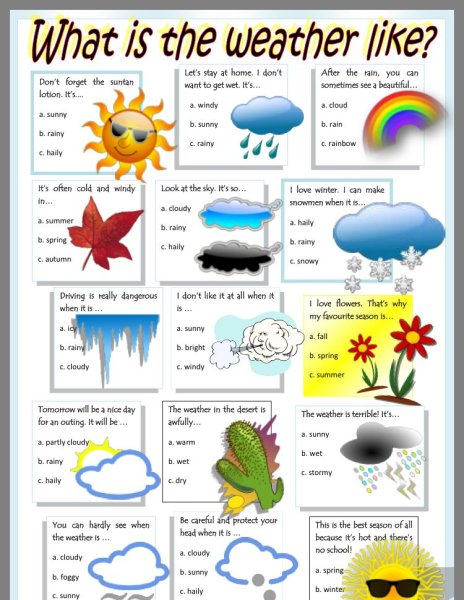 Тема Seasons and weather