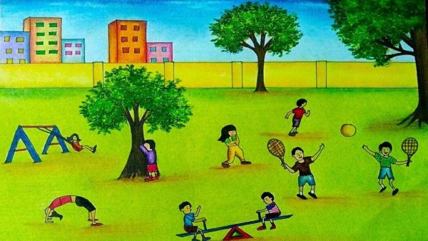 Нарисовать парк 3 класс где играют дети