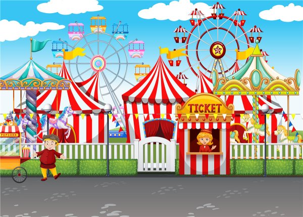 Фон парк аттракционов для детей
