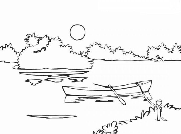 Летний пейзаж раскраска