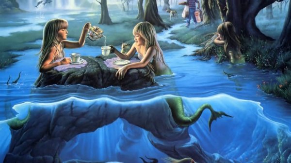 Русалка в реке арт