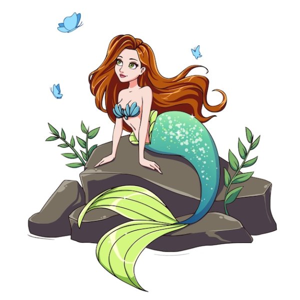 Русалка сидит на Камне