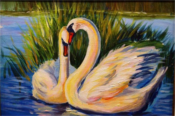 Лебедь акрилом
