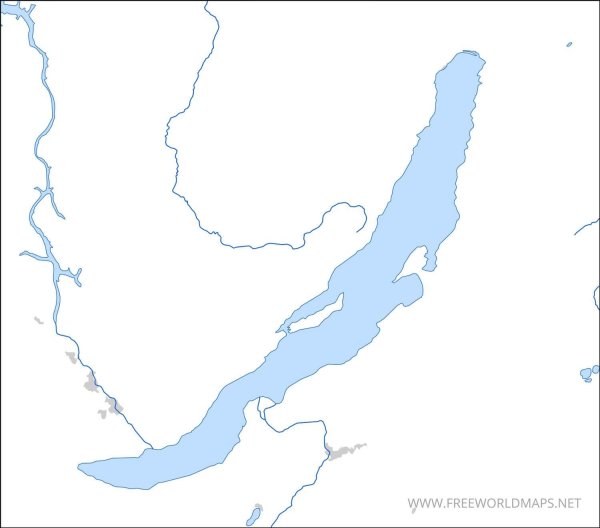 Озеро Байкал на контурной карте