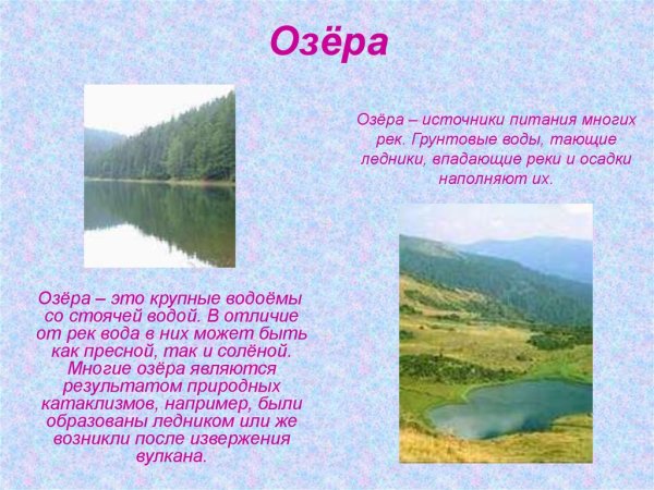 Информация о реках и Озерах