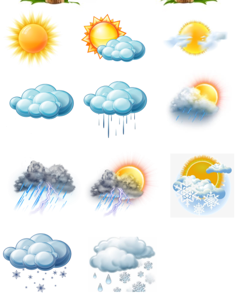 Карточки с изображением природных явлений