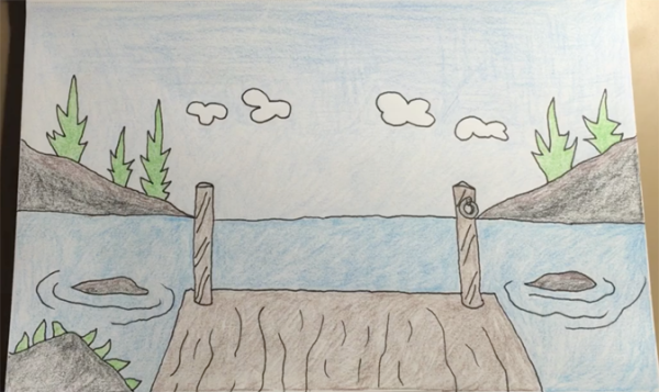 Водоем карандашом