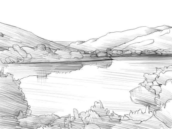 Пейзажи для срисовывания карандашом