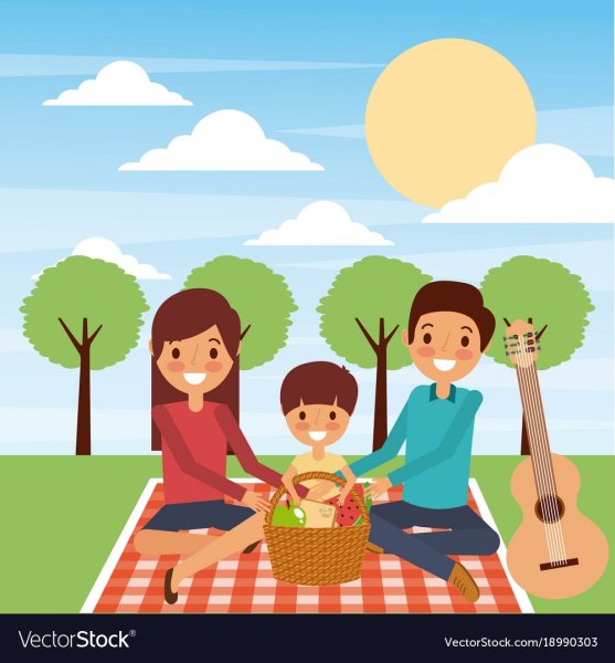 Семья на пикнике иллюстрация