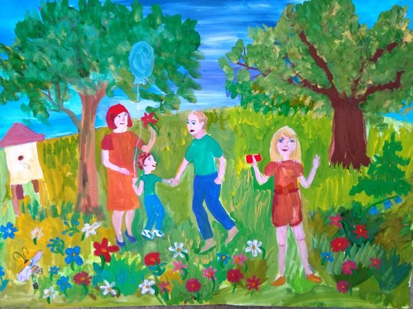 Моя счастливая семья рисунок