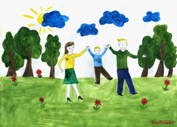 Семья на природе рисунок