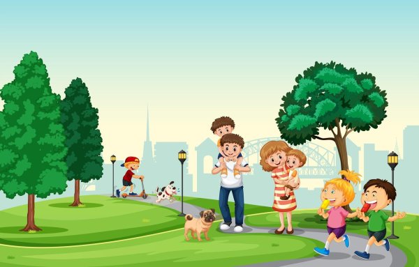 Дети в парке вектор