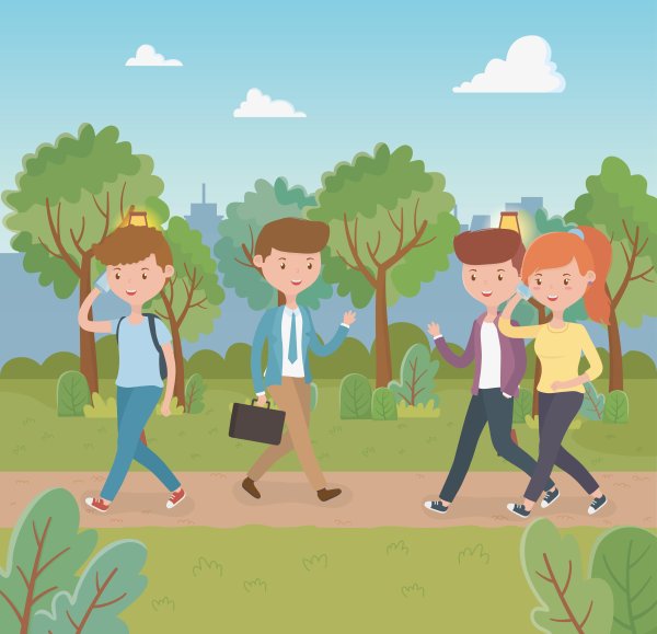 Гулять в парке иллюстрация