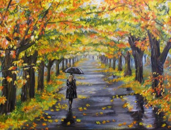 Осенний пейзаж с людьми