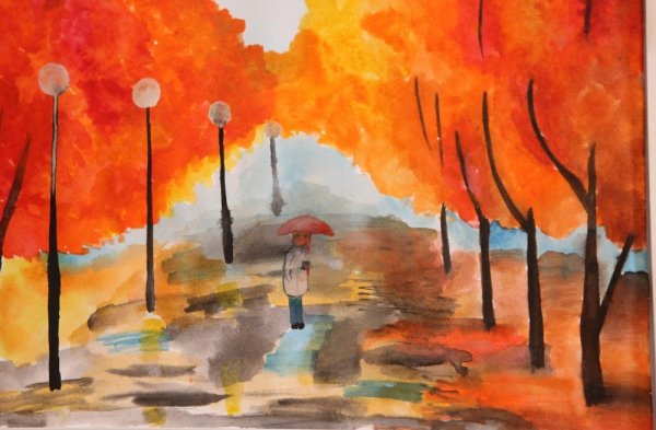 Рисование осенний парк