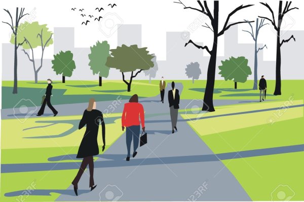 Зарисовка парк с людьми