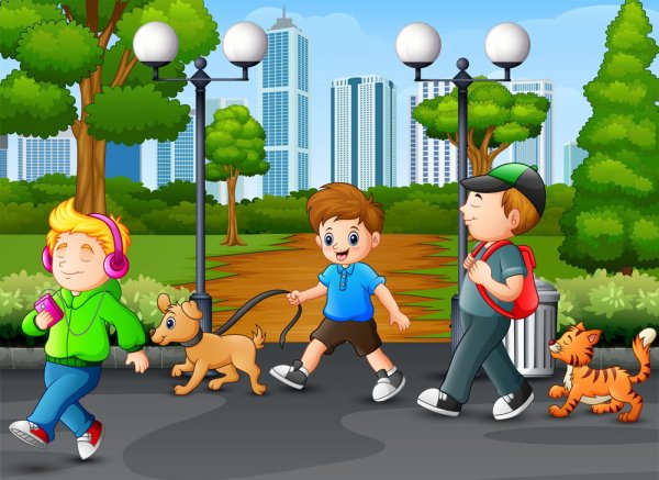 Дети в парке иллюстрации